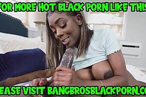 petite ebony babe sucks huge black cock