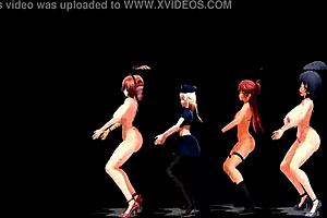 Four Girls Dancing With Big Tits