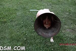 Redhead goddess slave masturbates with toys in hardcore bdsm