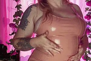 Stunning woman in a sleek latex dress