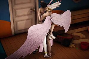 Angewomon pleasing her cute teen in full video