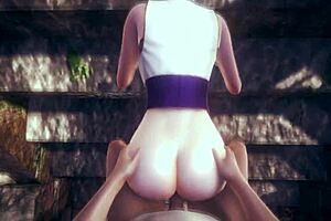 Anime navy girl in cosplay gets hardcore anal hentai action with big boobs