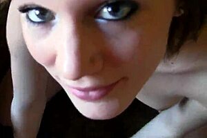 blowjob slut eagerly sucking and jerking boyfriends cock in pov