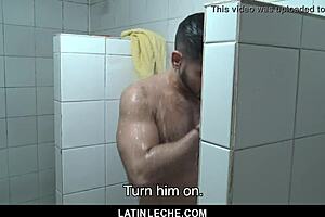Uncut Latino Bareback Orgy in Gym Shower with Hairy Amateurs