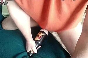 Guy Moans Loudly Shaking During Intense Creampie In Fake Pussy