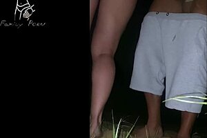 Brunette teen bends over for doggystyle sex on public beach