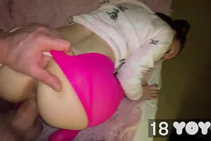 in this casual narrative, the step dad stretches out his beautiful teen's tight pussy