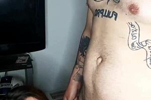 cute teen eagerly sucking cock