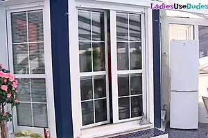 cfnm dominas pegging submissive guy in threesome