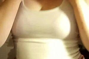 White crop top big tit groping for members