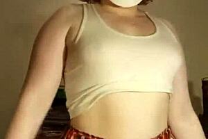 White crop top big tit groping for members