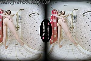 Regina Moonshine Fingers Her Shaved Pussy in VR Reality