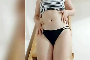 Girlfriend alone at home craves fantasy, showing hairy pussy online to cum hard.