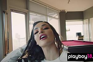 Emily Willis STRIPS and POSES naked on the pool table