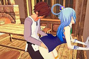 Konosuba Kazuma uses his secret new skill on Aqua.