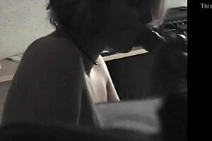 amateur giving a lively blowjob session