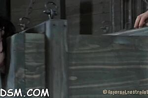 Prodding the Brunette Babe's Tight Asshole with Toys