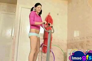 Cute Brunette Undresses And Rips Clothes To Show Her Naughty Pussy