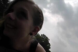 Hot Teen In Park Gives Secret Blowjob Under Skirt.