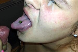 i sucked that huge tits milf's hard dick and got a thick facial covering me in hot cum