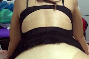 Wife In Lingerie SITS Nicely And TAKES CUM In Mouth