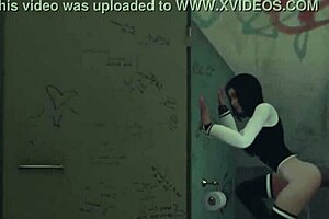 Surprised By A Massive Cock Through The Gloryhole In 3D Hentai Animation