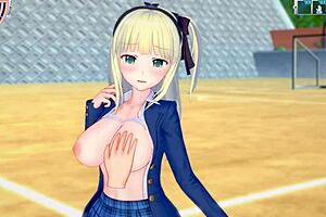 hey, blonde busty jk yuki gets her tits rubbed in hentai game 😏