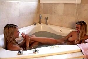 Cute Tabby Lesbian Dildo In Bathtub