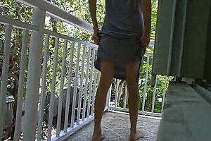 Keys Pees Outdoors Showing Off Mature Nude Ass and Pussy in Public Spot