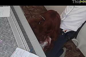 Redhead teen student swallows teacher's cum after sexy exam!