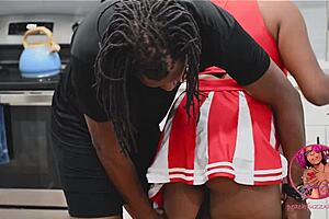 Hairy Cheerleader Gangbanged by Football Team with Blowjobs and Cum on Ass