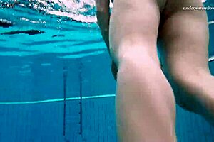 Small-Tits Brunette Teen Liza Bubarek Swims Underwater in Bikini