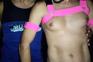 Group bareback party at dedalos bar with marc ferri and maldonato, enjoying outdoor fun without shirts