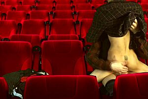 Cinema hall threesome features 2 tops dominating 1 bottom 😈