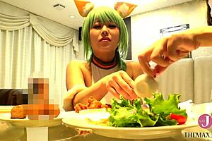 Pretty Asian Babe Rides Cowgirl While Licking And Fingering In Hentai Cosplay