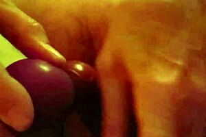 Husband uses rabbit toy to bury it deep for intense orgasm.