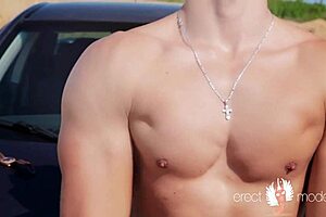 feeling the passion with a naked muscle man outdoors