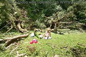 latina flashing big ass in forest