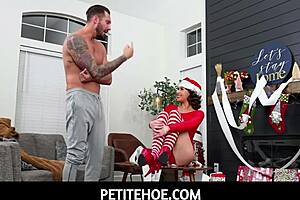 Petite 18yo enjoys a christmas celebration