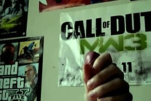 stroking thick cock ending in cumshot