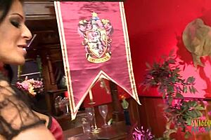 Three hot milf girls turn boring halloween party into lesbian blowjob, licking, and doggystyle kissing