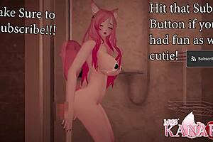 she rides the dildo while you watch her sexy shower in vtuber content