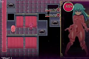 Mage Kanade's latex slime suit pumps her tiny futa cock in dungeon quest hentai adventure