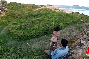 Does this milf suck like a pro on the rocks?