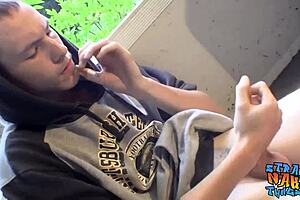 Thug takes smoke outdoors and relaxes