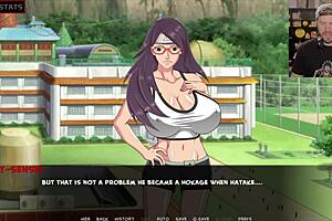 sarada from naruto on the floor getting a creampie