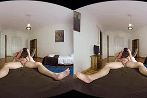 brunette casually gives blowjob to voyeur in reality setting