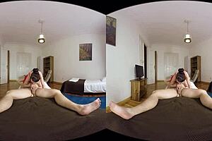 brunette casually gives blowjob to voyeur in reality setting