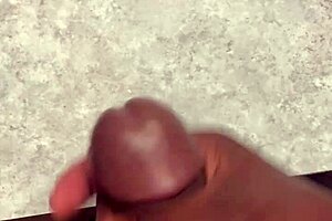 This huge cumshot landed all over my bathroom counter during a sexy solo handjob.