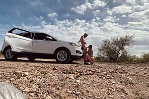 Pulled over in the desert and just went at it with wild sex!